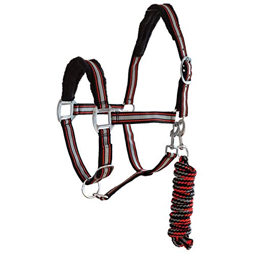York Halfterset Halfter mit Strick Calipso Halfter & Strick gepolstert (Cob, rot/schwarz) von York