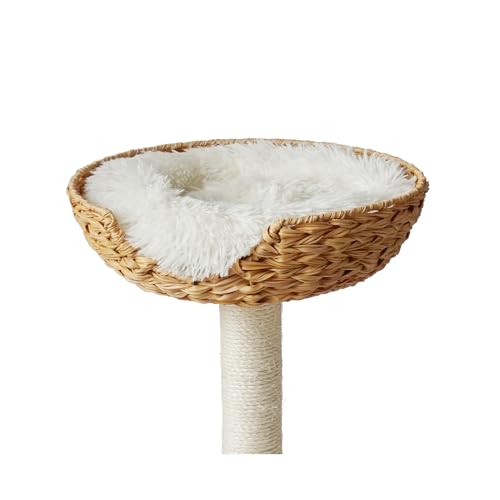 Yorrbily Kratzbaum, 41,5 cm, Ersatzteile, Zubehör, PE-Rattan-Korb, Betten, handgewebte Weiden-Nestschale mit gemütlichem, weichem Kissen (ein Korb) von Yorrbily