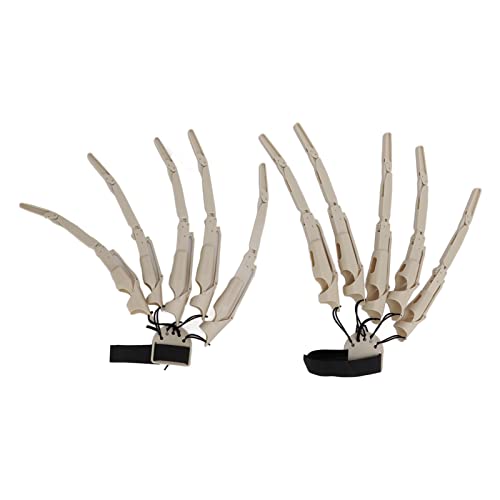 Yosoo Halloween, Skeletthände, Knochenklauenhandschuhe, 3D-gedruckte Gelenke, Lebensgroße Gruselige Spukhaus-Dekorations-Requisiten für Partys (Beige) von Yosoo
