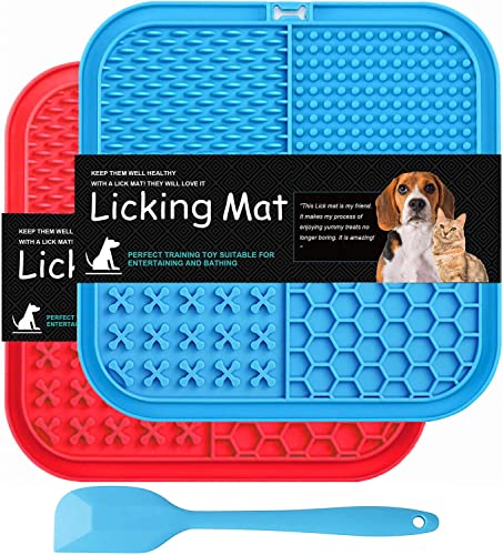 Leckmatte Hund, BPA-frei, 2er Pack Leckmatte für Hunde, Große Hunde leckmatte mit superstarker Saugkraft, mit 1 Silikonspatel, Hunde leckmatte für Hundebaden, Trainieren, Fellpflege & Klauenpflege von YouJabz