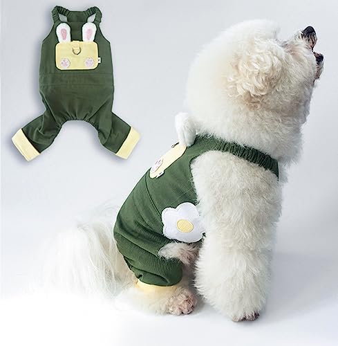 Armeegrün Bunny Ear Overall - Vier Jahreszeiten Vierbeinige Hundekleidung für kleine Hunde wie Teddy, Pommern, und Welpen von YouTik