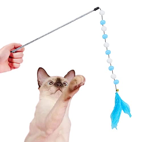 Youding Katze Zauberstab - Indoor Cat Wand Toys Teaser mit Naturfeder | Interaktives Spielzeug für die Jagd nach Katzen für Zuhause, Zwinger, Sport von Youding