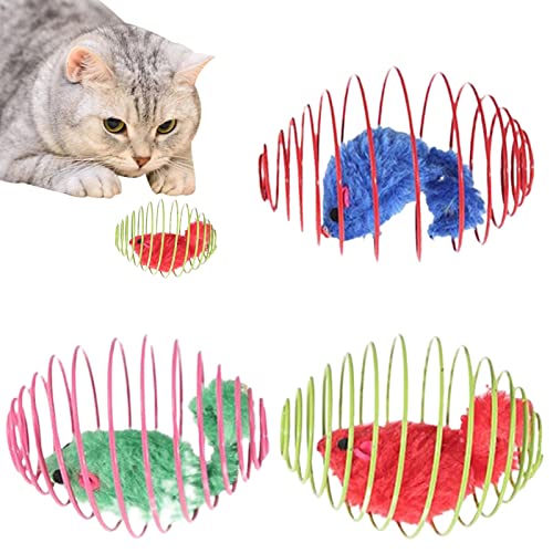 Youding Katzenspielzeug, 3 Stück Federspulen mit Plüschmaus, Käfigmäuse, die Drahtkäfig Rollen, ziehen Katzen an, um interaktives Spielzeug für Katzen und Kätzchen zu Schlagen, zu beißen, zu jagen von Youding