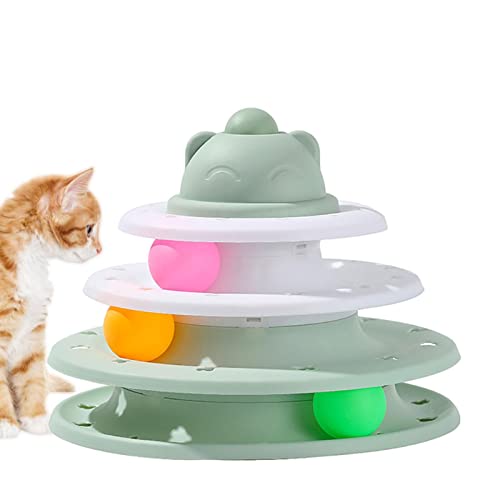 Youding Katzenspielzeug,3-stöckiger Katzenturm für Hauskatzen | Exerciser Tower Cat Ball Toy mit bunten Bällen zur Stimulierung des Jagd- und Trainingsinstinkts von Youding
