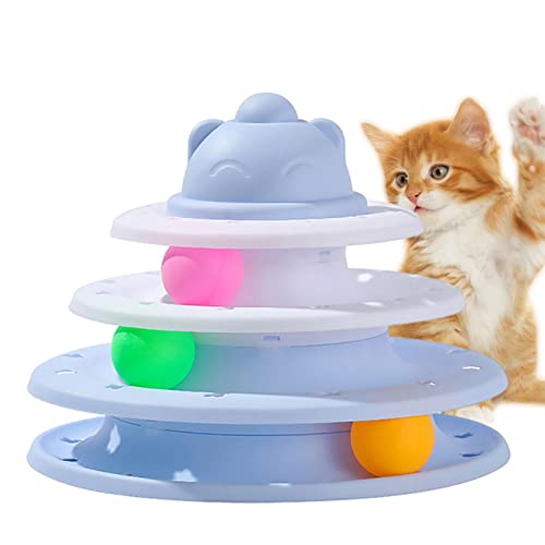Youding Katzenspielzeug | Interaktives 3-Stufen-Katzenballspielzeug - Geistiges körperliches Übungs-Puzzle-Kätzchen-Spielzeug mit bunten Bällen für Katzen, die jagen und Spielen von Youding