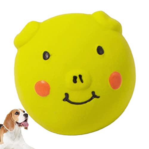 Youding Quietschendes Hundespielzeug | Welpen-Spielzeug-Ball-Schwein-Form - Interaktives Zahnen für Haustiere, süßes Hundespielzeug für kleine, mittelgroße Rassen von Youding