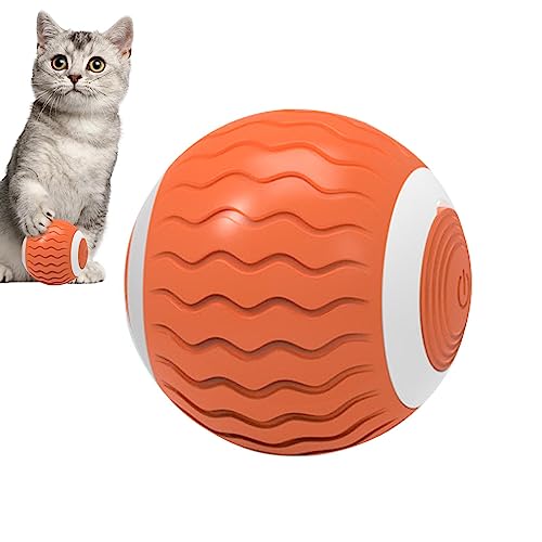 Youding Selbstbewegendes Katzenballspielzeug - Elektrischer selbstrollender interaktiver Haustierball - Wiederaufladbarer elektrischer, um 360° automatisch drehbarer, pfotenfreundlicher Ball von Youding