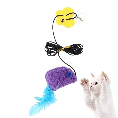 Youding Türrahmen Katzenspielzeug - Kitten Toys Lustiges Türbehang Hüpfendes Mausspielzeug | Schaukelspielzeug, interaktives Katzenspielzeug mit Feder und einziehbarer Schnur mit Stimmmaus von Youding