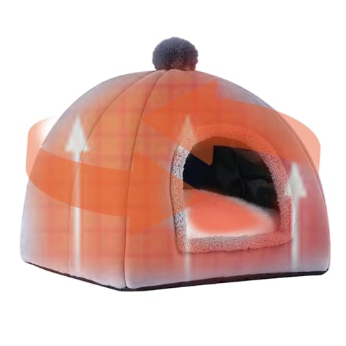 Youding Winterwarmes Katzenhaus, Indoor-Hundehaus | 2-in-1-Hundehütte, Zwingerbettnest,Halbgeschlossenes Haustierhaus mit Abnehmbarer weicher Matte für Hunde, Katzen und Kaninchen im Innenbereich von Youding