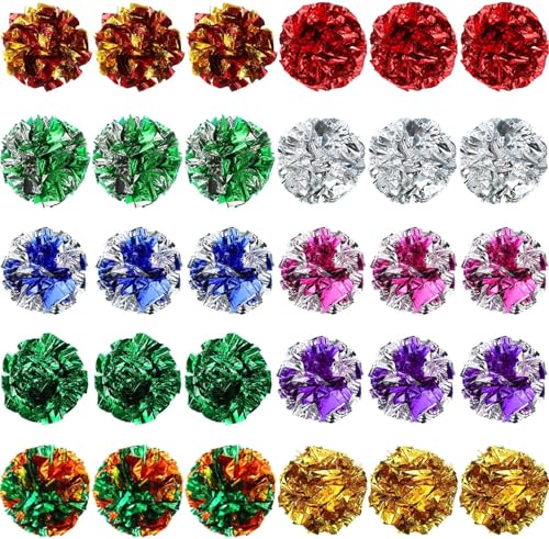 Knisterspielzeug für Katzen, 3,8 cm, Mylar, bunt, Papierball, interaktives Katzenspielzeug für Training, Aktivität für Katzen, mehrfarbig, 20 Stück Knisterspielzeug für Katzen, 3,8 cm, Mylar, bunt, Papierball, interaktives Katzenspielzeug für Training, Aktivität für Katzen, mehrfarbig, 20 Stück von YounBeauty
