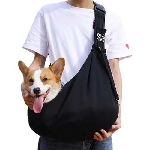 Tragetasche für Hunde und Katzen, mit verstellbarem Gurt und Tasche, für Welpen, Haustiere, Outdoor-Reisetasche, Sicherheits-Geldbörse, Schwarz von YounBeauty