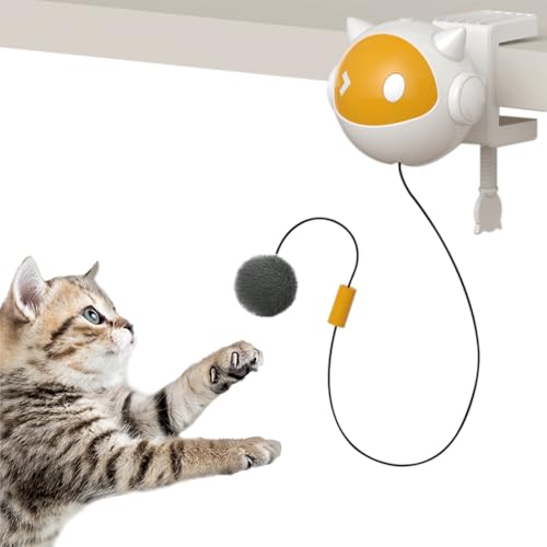 YounBeauty Automatisches Katzenspielzeug mit Federn, ABS-Kunststoff-Nylonseil, 50,8 cm dehnbar, keine Bohrinstallation für den Innenbereich von YounBeauty
