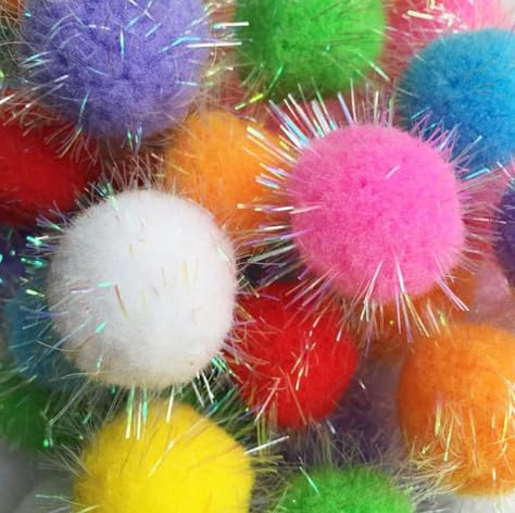 YounBeauty Glitzernde Knisterbälle für Katzen, 40 Stück, 2,5 cm, geräuschloses Kätzchenspielzeug mit reflektierenden Streifen, weiche Pompom-Bälle zum Schlagen und Jagen YounBeauty Glitzernde Knisterbälle für Katzen, 40 Stück, 2,5 cm, geräuschloses Kätzchenspielzeug mit reflektierenden Streifen, weiche Pompom-Bälle zum Schlagen und Jagen von YounBeauty