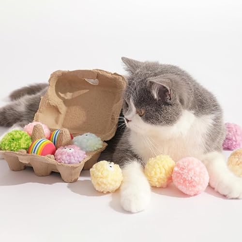 YounBeauty Katzenspielzeug-Bälle-Set, 6-teilig, Glitzer-Augapfel und Regenbogen-Crinkle- und Plüsch-Pompom, interaktives Kätzchenspielzeug für Indoor-Katzen, stimulierende Übung und Jagdinstinkte YounBeauty Katzenspielzeug-Bälle-Set, 6-teilig, Glitzer-Augapfel und Regenbogen-Crinkle- und Plüsch-Pompom, interaktives Kätzchenspielzeug für Indoor-Katzen, stimulierende Übung und Jagdinstinkte von YounBeauty