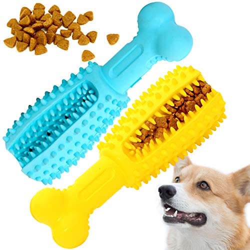 Youngever 2 Pack Hundespielzeug mit Zahnpflege - Hundespielzeug Bone Große & Kleine Hunde, Kauspielzeug aus Naturgummi für Leckerli, Treat Futterausgabe Spielzeug (Groß, 15cm) von Youngever