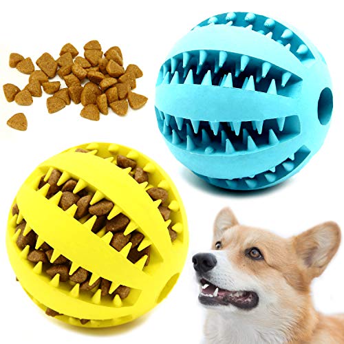 Youngever 2er Pack 7cm Hundeball mit Zahnpflege - Hundespielzeug Ball Große & Kleine Hunde, Kauspielzeug aus Naturgummi für Leckerli von Youngever