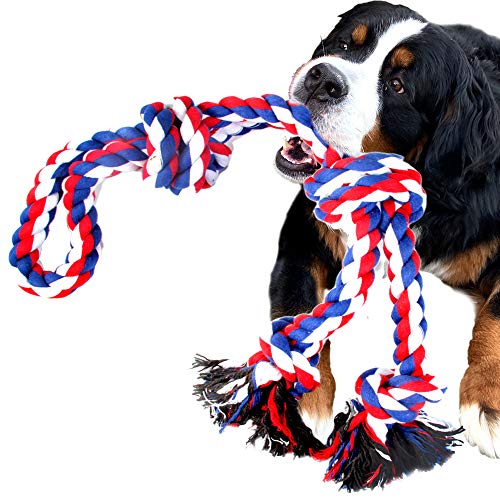 Youngever Hundespielzeug aus Seil für Starke große Hunde, Seil für Aggressive Kauen, große Hunderassen, Indestructible Rope for Large Breed Dog Tug War Teeth Cleaning (102CM 4Knoten) von Youngever