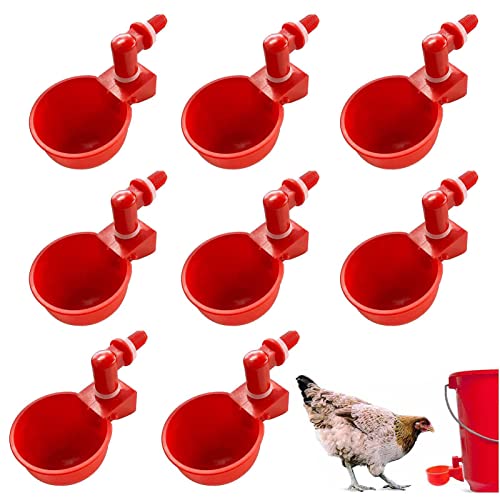 Youngwier Automatische Geflügeltränke,Geflügelwasserbecher, 8-teiliges Geflügeltrinkbecher-Set, Geflügeltrinksystem Entenwasserbecher für Wachteln, Hühner von Youngwier