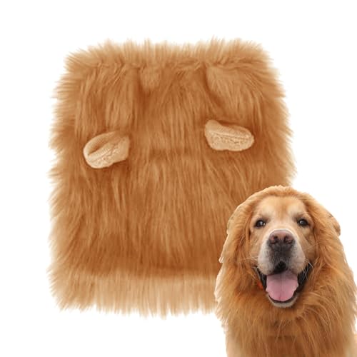 Youngwier Hundekostüm,Hundemähnenkostüm - Waschbare Haustierkatzenperücke,Realistische Hundemähne-Kostümperücke mit Plüschohren, Hundehaustierzubehör, Bequeme Air-Hundekopfbedeckung, perfekt für von Youngwier
