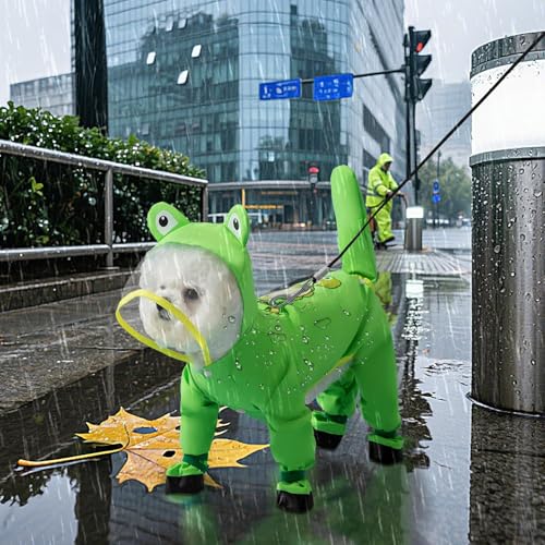 Youngwier Hunderegenjacke - Wasserfeste Hundekleidung Mit Kapuze - Schwanz & Pfotenschutz Für Kleine Mittelgroße Große Hunde Schnee Gewitter Kaltes Wetter Tägliche Spaziergänge von Youngwier