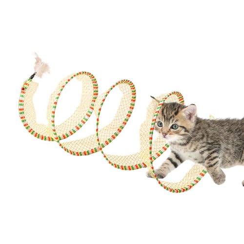 Youngwier Katzenspielzeug für den Innenbereich - Katzentunnel, röhrenförmiges Katzenspielzeug | Tragbares interaktives Haustier-Abenteuer-Tunnelspielzeug, interaktives Katzenfederspielzeug für Katzen, von Youngwier