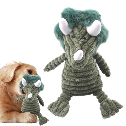Youngwier Plüsch-Quietschspielzeug für Hunde,Quietschspielzeug für Hunde,Soft Dog Interaktives Plüsch-Quietschspielzeug für Hunde - Weiches interaktives Haustier-Plüschspielzeug in Dinosaurierform für von Youngwier