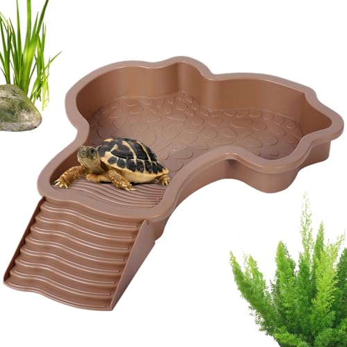 Youngwier Schildkröten Badebecken, Reptilien Badebecken, Wassernapf Für Schildkröten, Rutschfestes,Schildkröten-Futternapf, Reptilienwanne Mit Rampe,Tierbecken Für Schildkröten,Eidechsen, Gecko von Youngwier
