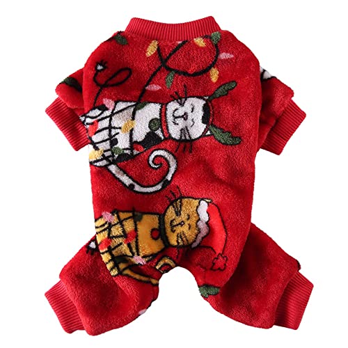 Youning Hundepullover Hundekleidung Warm Fleece Hund Pullover Wollpullover Haustier Bekleidung Winter Warmer Mantel Weihnachten Drucke Pyjamas Fleecepullover für Kleine Mittlerer Hunde Katze von Youning