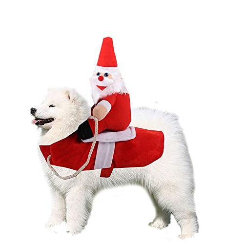 Youning Katze Hund Weihnachtskostüm Hundebekleidung Weihnachten Neujahr Justierbare Kostüm Mantel für Haustier Weihnachts Hund Kleidung Weihnachtshundekostüm Winter Hundejacke (L) von Youning