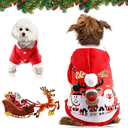 Youning Weihnachten Haustier Hund Kostüm Weihnachts Hund Kleidung Santa Outfit für Hund Katze Hundeweihnachts Mantel Haustier Kleidung für Welpen Kätzchen Kleine Katzen Hunde Haustiere (XS) von Youning