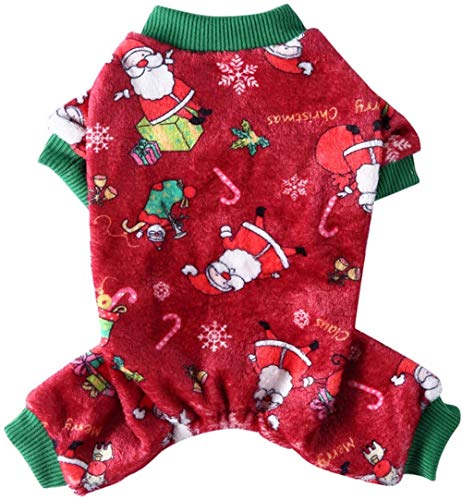 Youning Winter Hundekleidung Hunde Schlafanzug Weihnachten Hund Kostüm Hunde Bekleidung Santa Claus Kostüm Pullover Outfit Mantel Jacke Kleidung für Kleine Hunde Katzen Haustier Kleidung (XL-rot) von Youning
