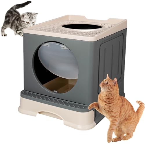 Faltbare Katzentoilette | Katzentoilette mit Zugang von Oben,Katzentöpfchen für kleine Haustiere und Katzen Aller Größen Youpo von Youpo