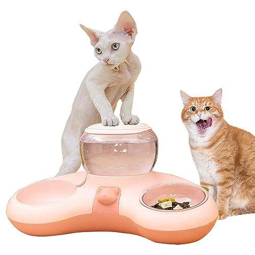Wasser- und Futternapf-Set für Haustiere | Hundenäpfe-Set mit automatischem Wasserspender | 1,4 l Wasserspender-Design, rutschfestes Doppelnäpfe-Set, doppelte Katzen-Futternäpfe für Katzen, Youpo von Youpo