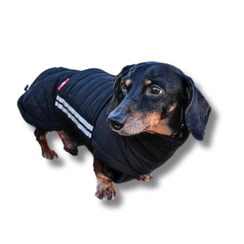 Hundebekleidung für Dackel und mittelgroße Hunderassen, Isolierung, Fleece-Futter, warm, Farbe: Schwarz, Geschlecht: Unisex, Größe 2XL von Your Stylish Hunter