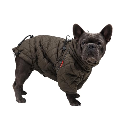 Warme Kleidung für Hunde, Mantel, eine Jacke für die Französische Bulldogge und Mops, sowie warme Kleidung für Hunde. Ranger Farbe: Oliv. Geschlecht: Unisex. (S) von Your Stylish Hunter