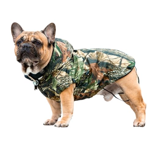 Hunde-Regenmantel mit Fleecefutter, für Französische Bulldoggen und Mops, warme Hundekleidung, Sunny, Farbe: Forest Camouflage, Geschlecht: Unisex, (S) von Your stylish Hunter