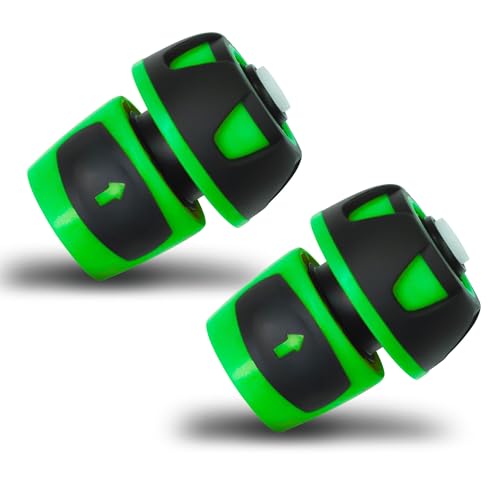 YourCasa 2 x Schlauchverbinder Kupplung - 3/4 Zoll (19 mm) mit AQUASTOP- 2er Set Schlauchkupplung für Gartenschlauch Schlauchanschluss Verbinder Anschluss Schnellkupplung Schlauch Adapter (Grün) von YourCasa