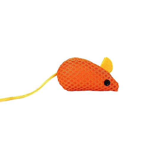 Haustier Katze Spielzeug Maus Form Mesh Stoff Molaren Spielzeug Mit Glocke (6cm,Orange) von Yowablo