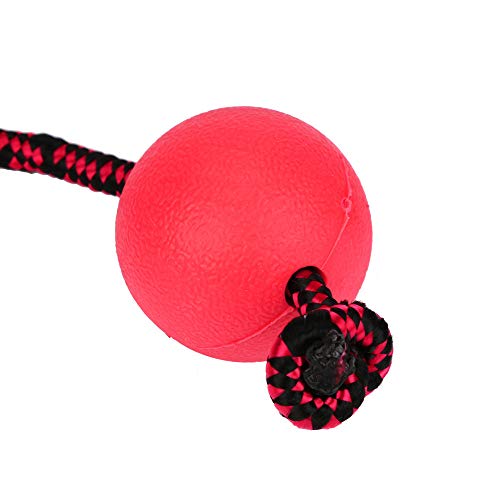 Yowablo Gummiball Mit Seil Treat Dispenser Pet Spielzeug Hund Kauen Biss Training Ball Spielzeug (22cm,Rot) von Yowablo