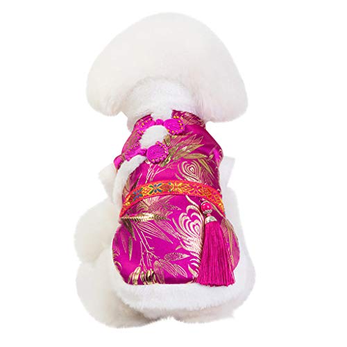 Yowablo Haustier Hund Katze Kleidung Tang Anzug zweibeinigen Baumwollmantel (M,2- Pink) von Yowablo