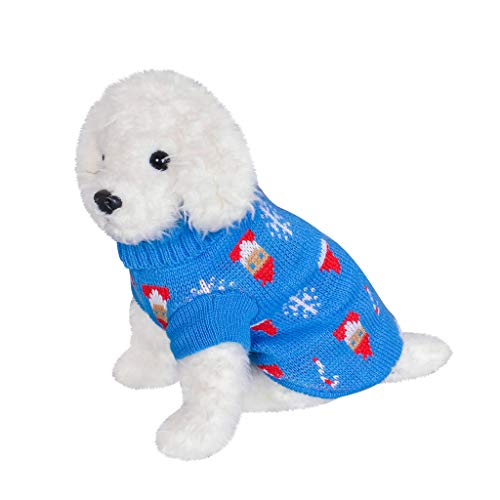 Yowablo Haustier Hund Katze Winter Warm Rollkragenpullover Weihnachten Pullover Kostüm Kleidung (M,2- Blau) von Yowablo