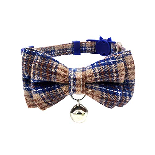 Yowablo Haustier Hundehalsbänder Einstellbare Bogen Halskette Bedrucktes Halsband Mit Bell Dog Puppy (17-27 * 1cm,1Blau) von Yowablo