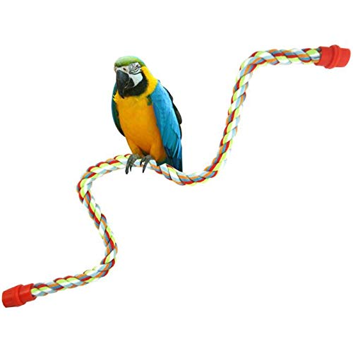 Yowablo Haustier-Vogel-Papageien-Seil Conure-Käfig-stehendes Stangen-Kau-Peck-Spielzeug (41.1cm,Bunt) von Yowablo
