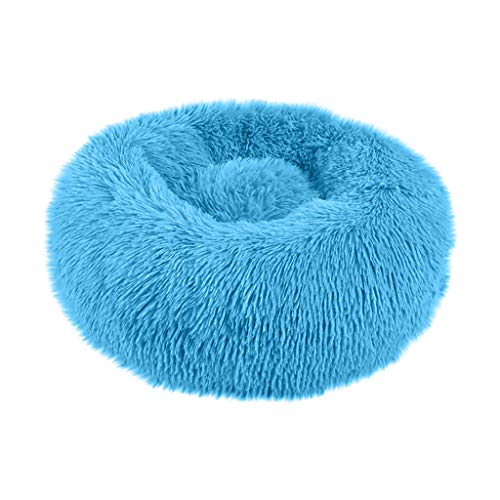 Yowablo Haustierbett Hund Runde Katze Winter Warme Schlafsack Lange Plüsch Weiche Beruhigende Bett (40 * 40 * 20cm,4- Blau) von Yowablo