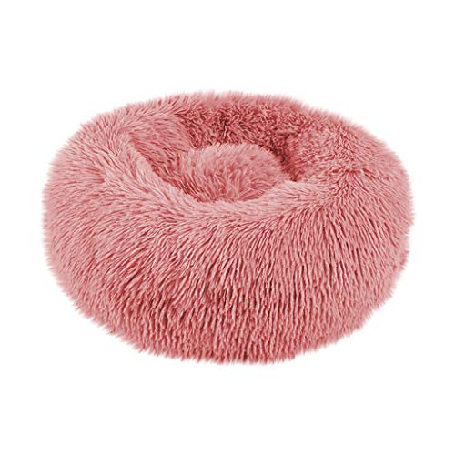 Yowablo Haustierbett Hund Runde Katze Winter Warme Schlafsack Lange Plüsch Weiche Beruhigende Bett (50 * 50 * 20cm,4- Pink) von Yowablo