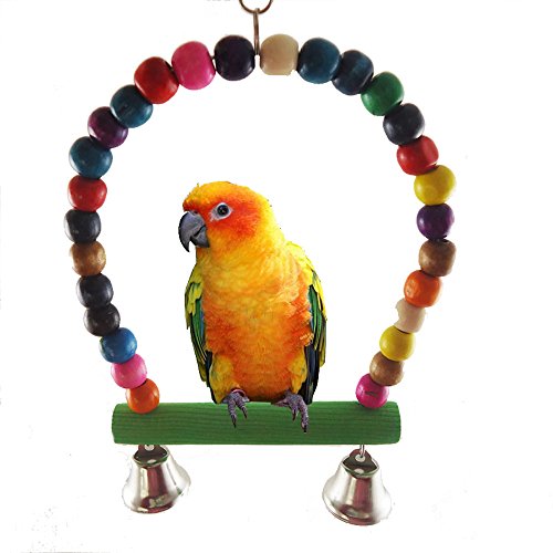 Yowablo Hölzerne Vogel Papagei Schaukel Spielzeug Sittich Nymphensittich Wellensittich Käfig hängen (M,B) von Yowablo