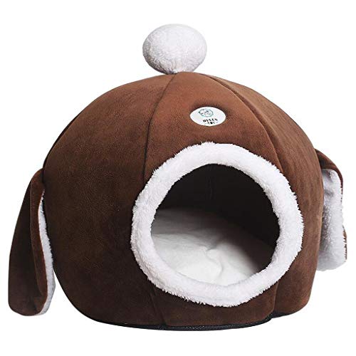Yowablo Hund Runde Katze Winter Warmer Schlafsack Langes Plüsch Weiches Haustier Bett Beruhigendes Bett (L,Kaffee) von Yowablo