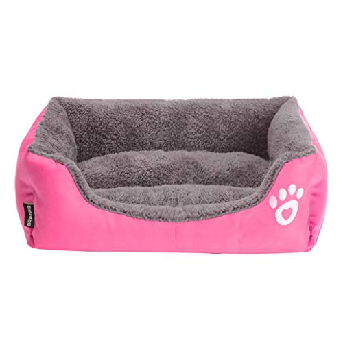 Yowablo Hundehütte Haustierbett Hundecouch Puppy Cushion House weiche warme Hundehütte Mat Blanket (110 * 85 * 19cm,Pink) von Yowablo