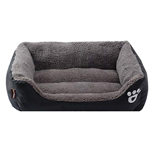 Yowablo Hundehütte Haustierbett Hundecouch Puppy Cushion House weiche warme Hundehütte Mat Blanket (45 * 35 * 12cm,Schwarz) von Yowablo