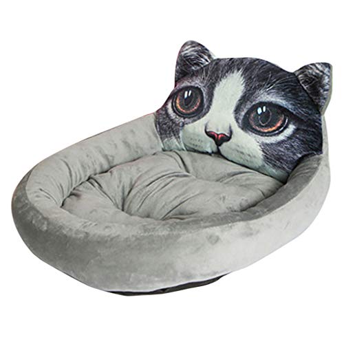 Yowablo Katzenbetten Waschbar Weiche Hundehütte Haustierstreu Tiefschlaf Komfortabel (55 * 45 * 20cm,Dunkelgrau) von Yowablo